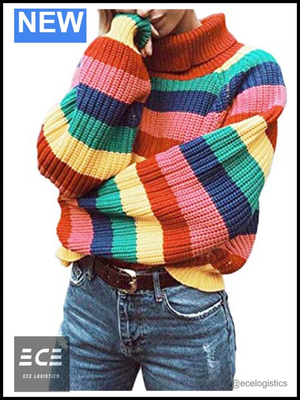 Chunky Knit Turtleneck Pullover Sweater Loose Oversized Soft